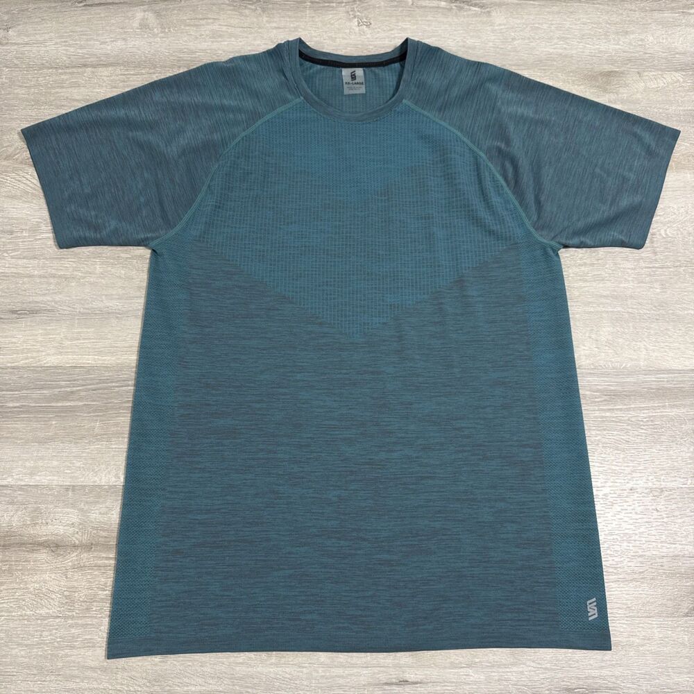 Second Skin Shirt Men’s 2XL Teal Short Sleeve Athletic Performance Nylon Blend